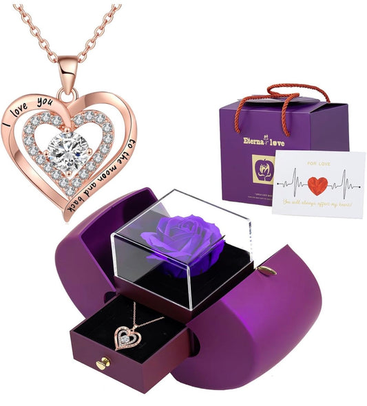 Rosa Eterna Morada con Collar