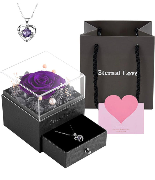 Rosa Morada Eterna con Collar Morado