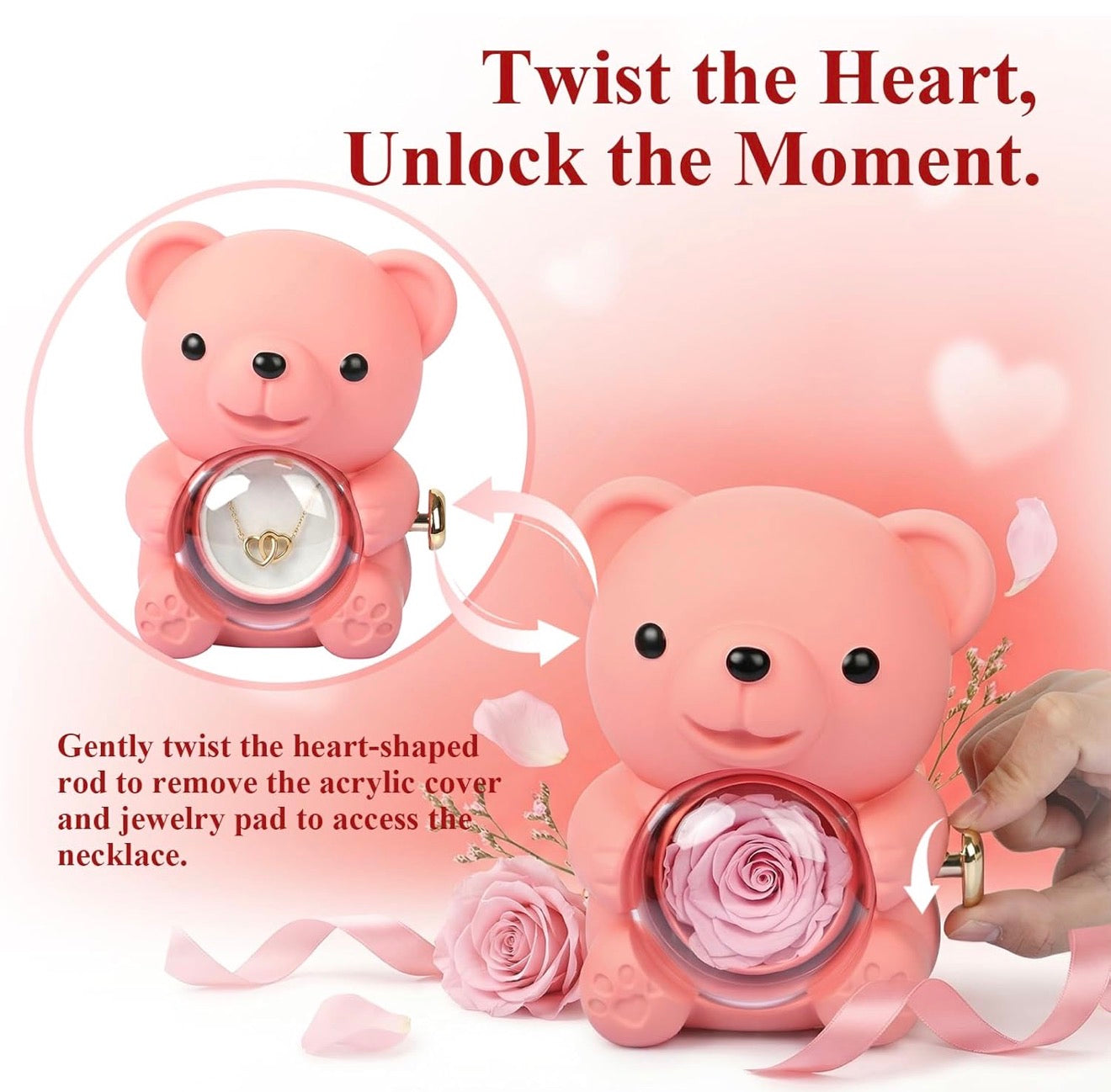 Osito con Rosa Giratoria